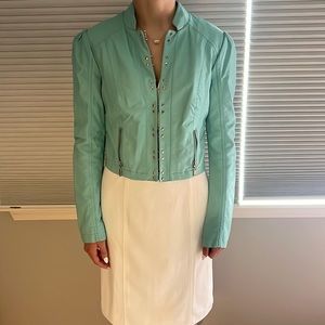 Light blue jacket with cute closure details